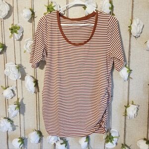 Motherhood Maternity Brown Striped Short Sleeve Top